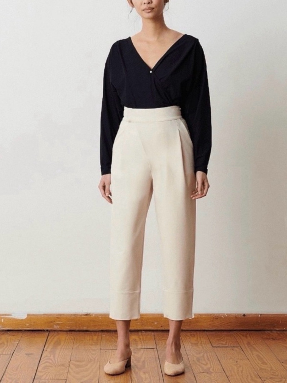 ADAY Portfolio Pant Crossover Waist Tapered Technical Trouser Oat Medium